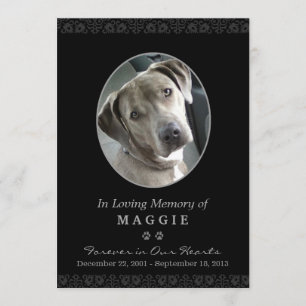 Memorial Card 5"x7" Schwarz-Oval-Foto-Rahmen Einladung