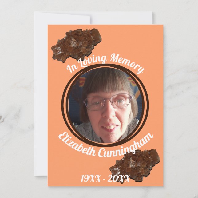 Memorial Card Aragonite Crystal Memory Foto Einladung (Vorderseite)