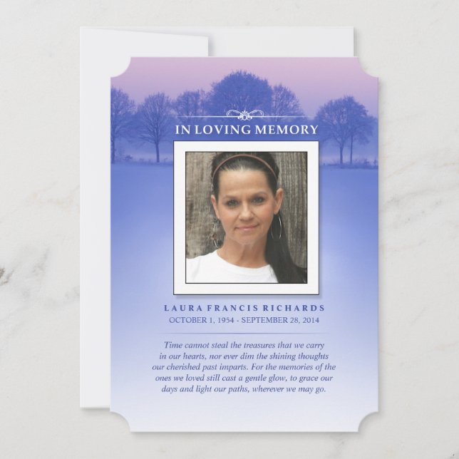 Memorial Card Winterbäume - Vielen Dank zurück Einladung (Vorderseite)