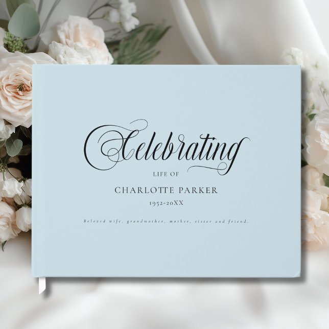  Memorial "Celebrating life of"  Blue Gästebuch (Memorial "In Loving memory" Blue Custom Guest Book)