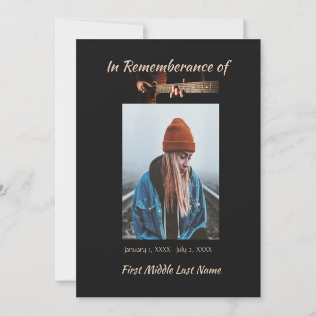 Memorial Celebration of Life Invitation Music Guit (Devant)