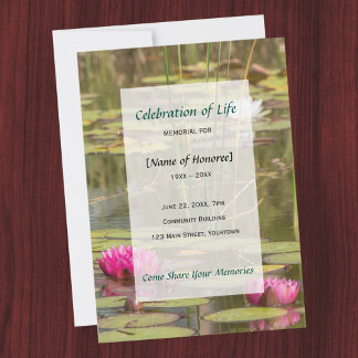 Memorial Celebration of Life Water Lily Invitation Einladung