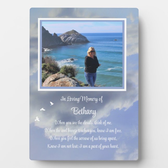 Memorial Custom Foto Schönes spirituelles Gedicht Fotoplatte (Vorderseite)
