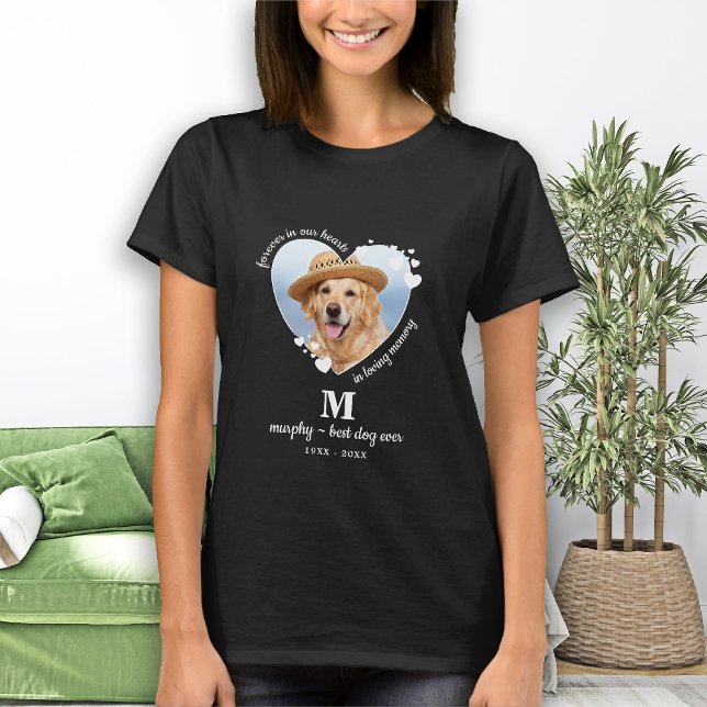 Memorial Custom Heart Dog Foto T-Shirt (Von Creator hochgeladen)