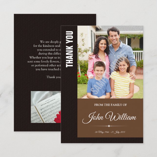 Memorial Dankeschön Fotokarte Einladung (Vorne/Hinten)