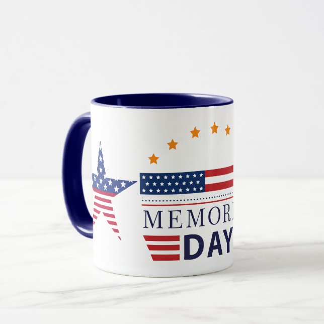 Memorial Day American Flag Stars Patriotic Combo Tasse (Vorderseite Links)