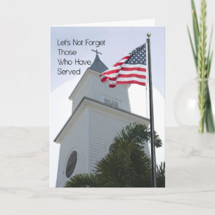 Memorial Day Card Religiös mit Kirche & Flagge Karte