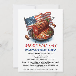 Memorial Day Grillfest Patriotisches Gartenfest Einladung