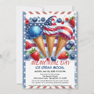 Memorial Day Ice Cream Invitation sociale - Sweet