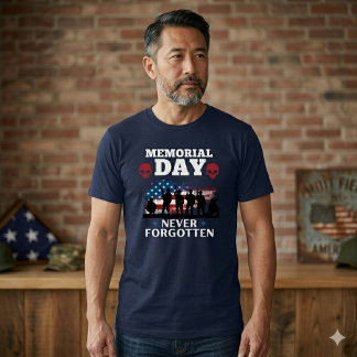 Memorial Day Never Forgotten Patriotic Soldier T-Shirt