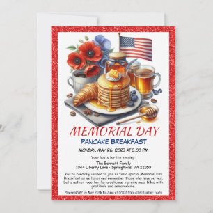 Memorial Day Pancake Petit déjeuner Invitation