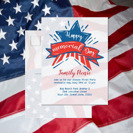 Memorial Day Star Flag Familie Picnic Postkarte