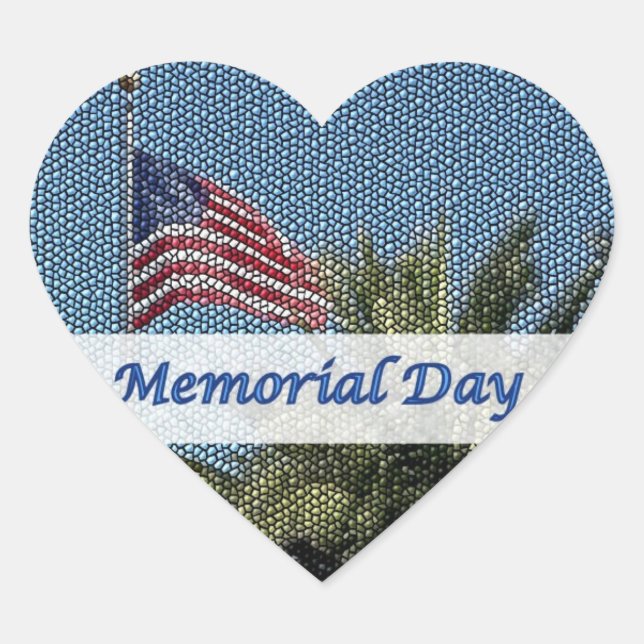 Memorial Day USA Drapeau Palm Tree Coeur Sticker (Devant)