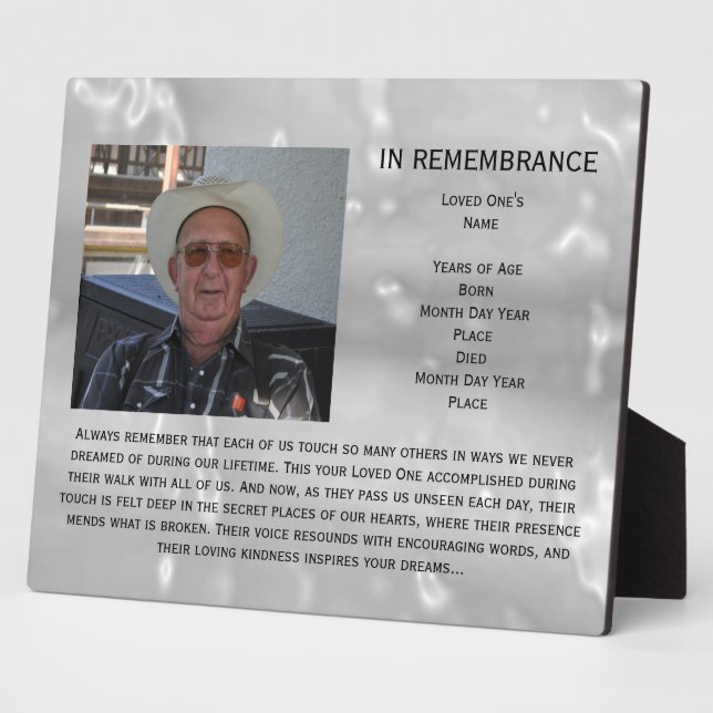 Mémorial de la Vie de Janz 8x10 Plaque (Côté)