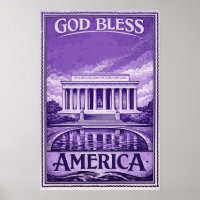 Mémorial de Lincoln - Affiche Dieu Bénisse l'Améri