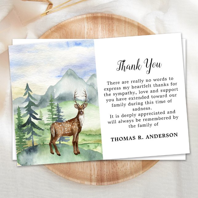 Memorial Deer Woodland Funeral Sympathy Dankeskarte (Von Creator hochgeladen)