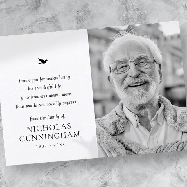Memorial Einfaches Minimalistisches modernes Foto Dankeskarte (Von Creator hochgeladen)