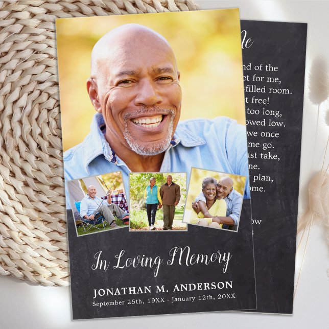 Memorial Elegant 4 photos Cartes de prière funérai (Créateur téléchargé)