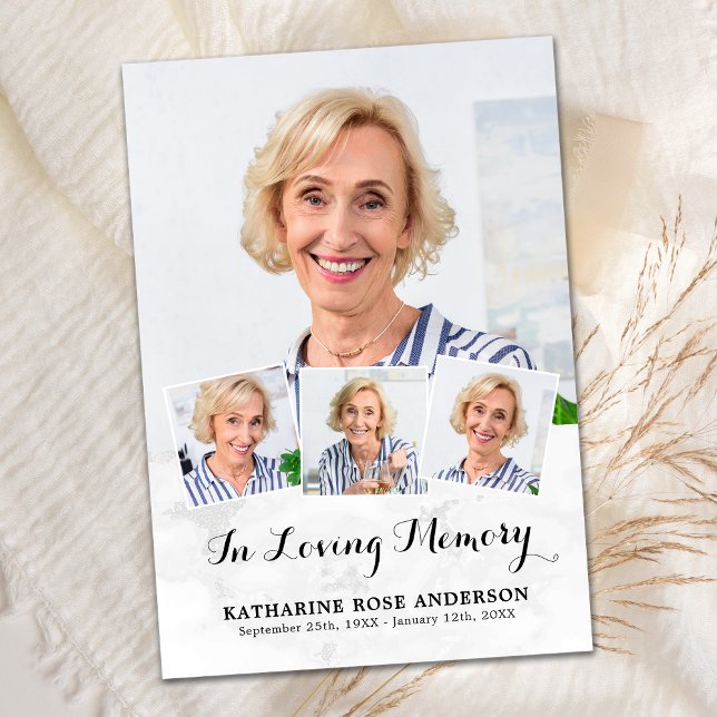 Memorial Elegante 4 Foto Collage Beerdigung Beilei Dankeskarte (Von Creator hochgeladen)