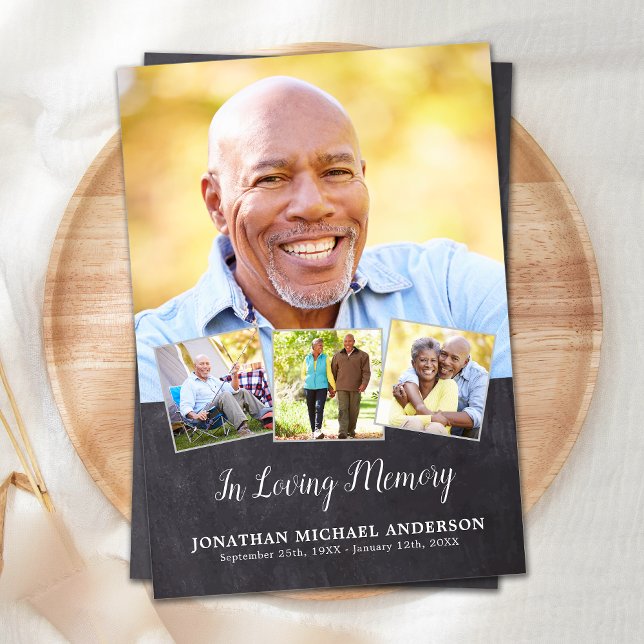 Memorial Elegante 4 Foto Collage Beileid Beerdigun Dankeskarte (Von Creator hochgeladen)