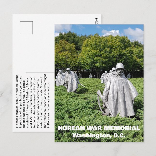 Memorial Fakten zu den Veteranen des Koreakrieges Postkarte (Vorne/Hinten)