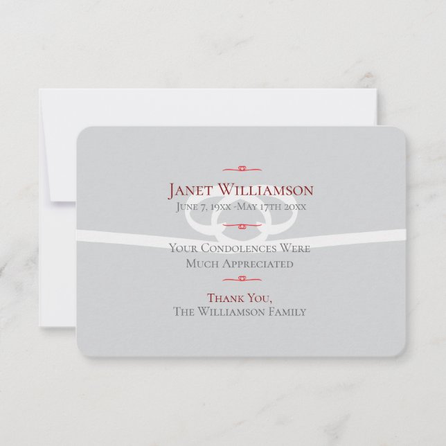 Memorial Flat Dankeschön Karte (Vorderseite)