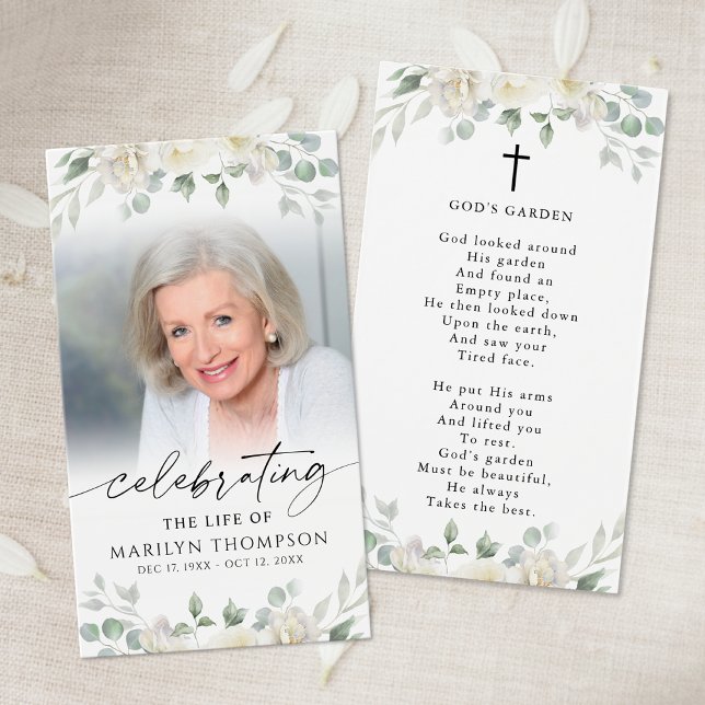 Memorial Floral Photo God's Garden Prayer Card (Von Creator hochgeladen)