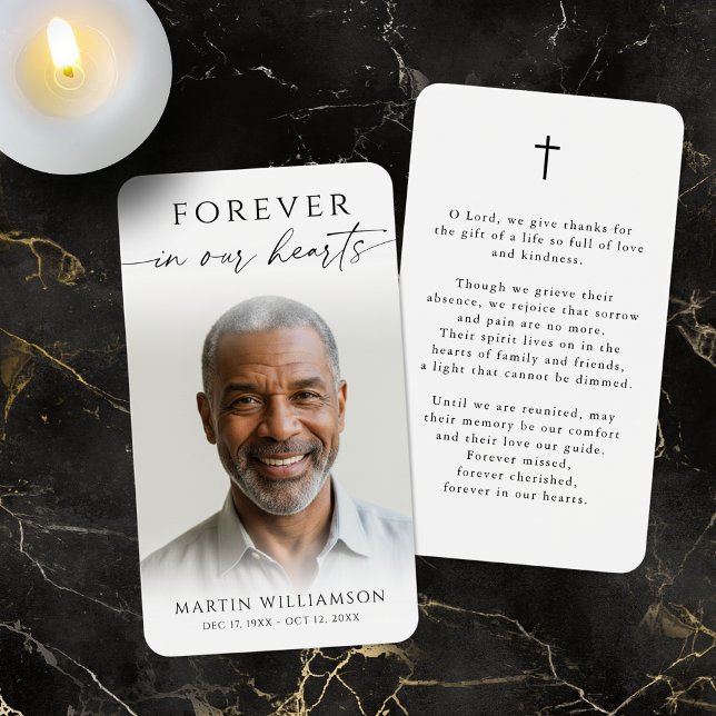 Memorial Forever Hearts Photo Cross Prayer Card (Von Creator hochgeladen)