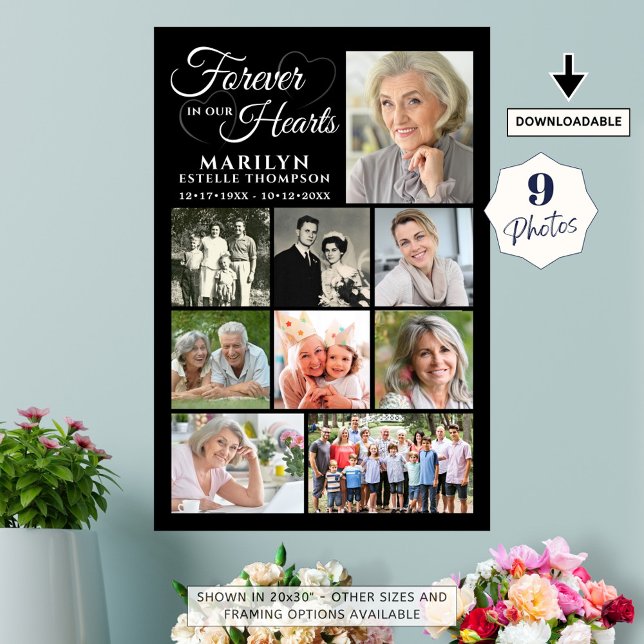 Memorial FOREVER IN UNSEREN HERZEN 9 Foto Collage Poster (Von Creator hochgeladen)