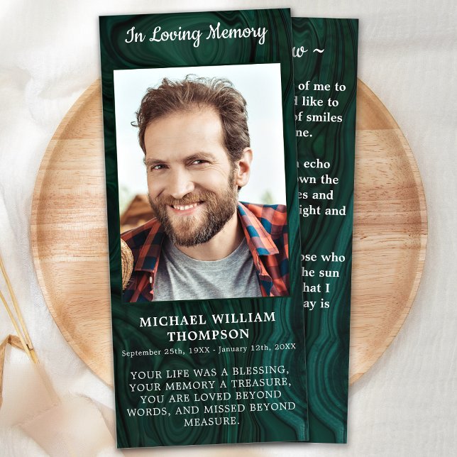 Memorial Foto Beerdigung Gebet-Karte Smaragdgrün (Von Creator hochgeladen)