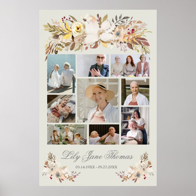 Memorial Foto Collage Beerdigung Beileid Poster (Vorne)