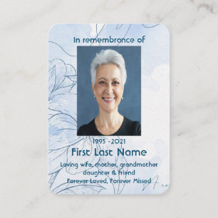 Memorial Foto Custom Blue Foliage Blumengarten Visitenkarte