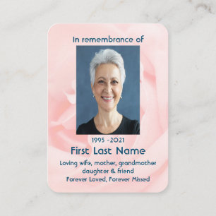 Memorial Foto Custom Pink Rose Blumengarten Visitenkarte