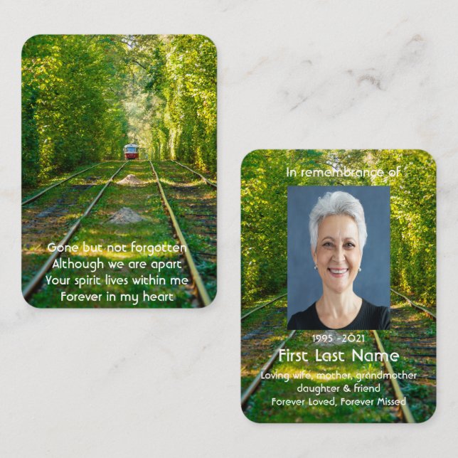 Memorial Foto Custom Tram Tram Forest Tracks Visitenkarte (Vorne/Hinten)
