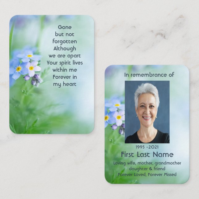 Memorial Foto Custom Vergessen Sie mir nicht Garte Visitenkarte (Vorne/Hinten)
