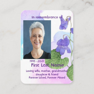 Memorial Foto Custom Wild Violet Garden Blume Visitenkarte