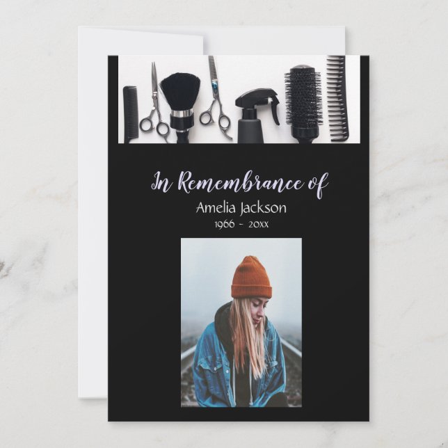 Memorial Foto Einladung Friseur Friseur Friseur (Vorderseite)