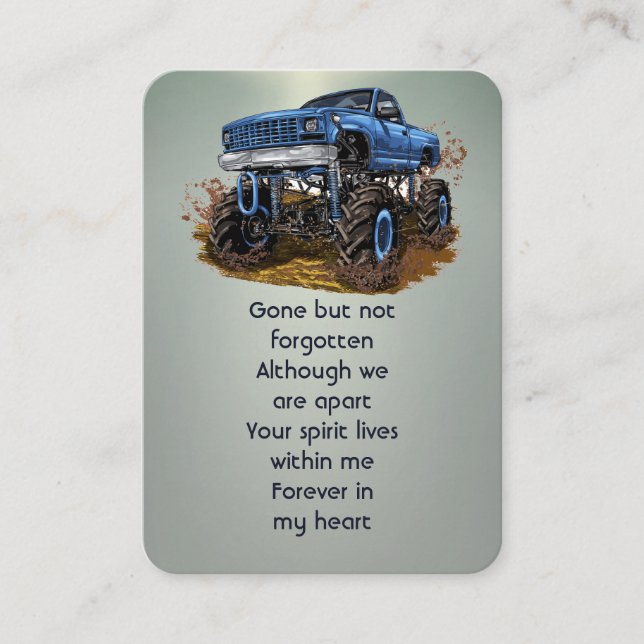 Memorial Foto Gebet 4x4Truck Off-Road Monster Visitenkarte (Vorderseite)