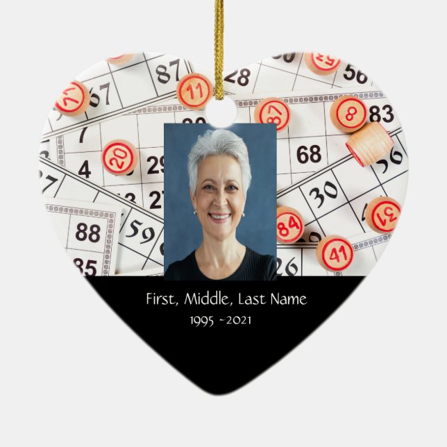 Memorial Foto Gebet Bingo Game Keramik Ornament (Hinten)