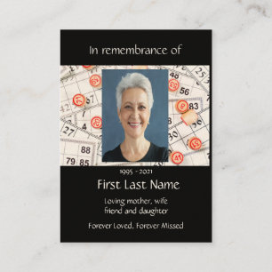 Memorial Foto Gebet Bingo Game Visitenkarte