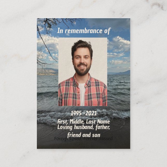 Memorial Foto Gebet Sea Lake Beach Visitenkarte (Rückseite)