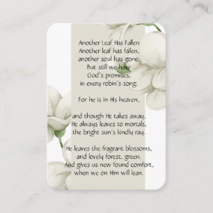 Memorial Foto Gebet Weiße Blume Gedicht Christlich Visitenkarte