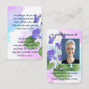 Memorial Foto Gebet Wild Violet Pocket Custom Visitenkarte
