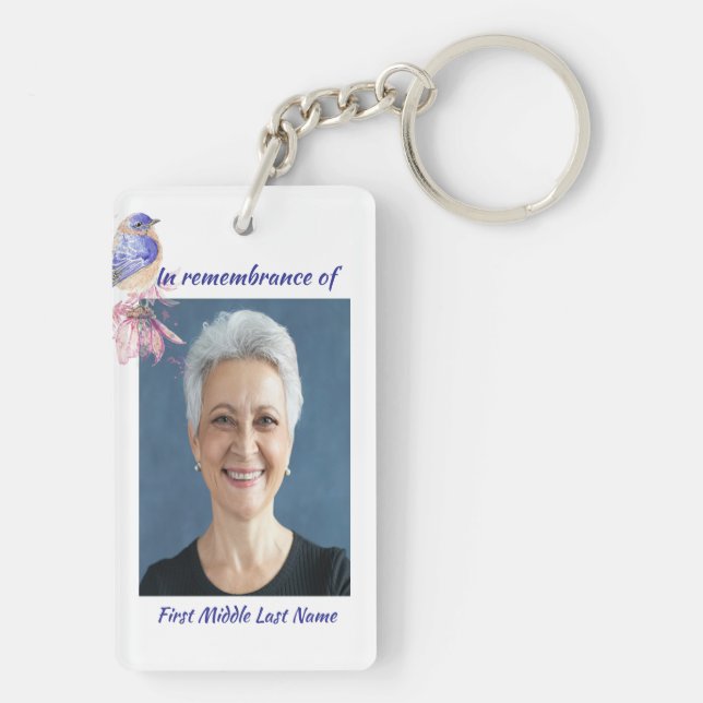 Memorial Foto Geem Bluebird Garden Bird Schlüsselanhänger (Rückseite)