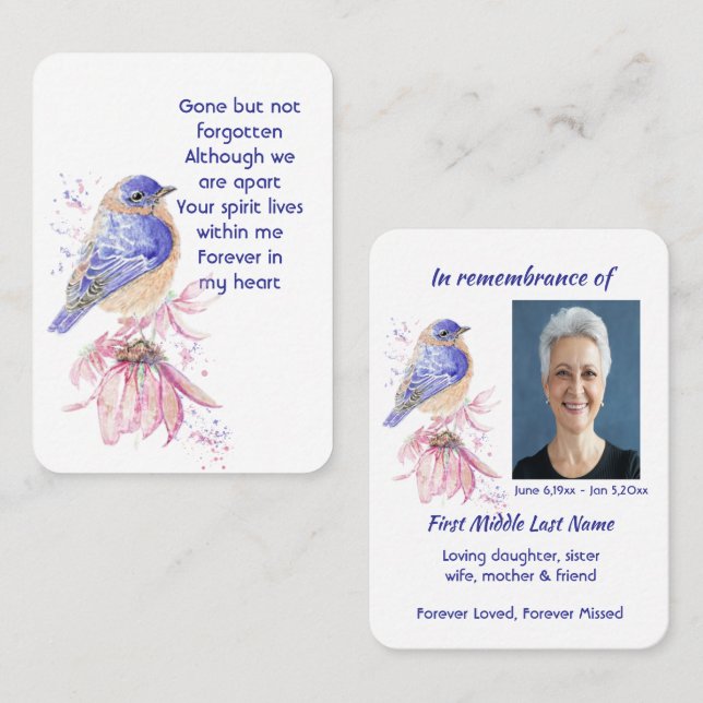 Memorial Foto Geem Bluebird Garden Bird Visitenkarte (Vorne/Hinten)