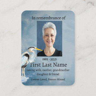 Memorial Foto Great Blue Heron Bird Business Card Visitenkarte