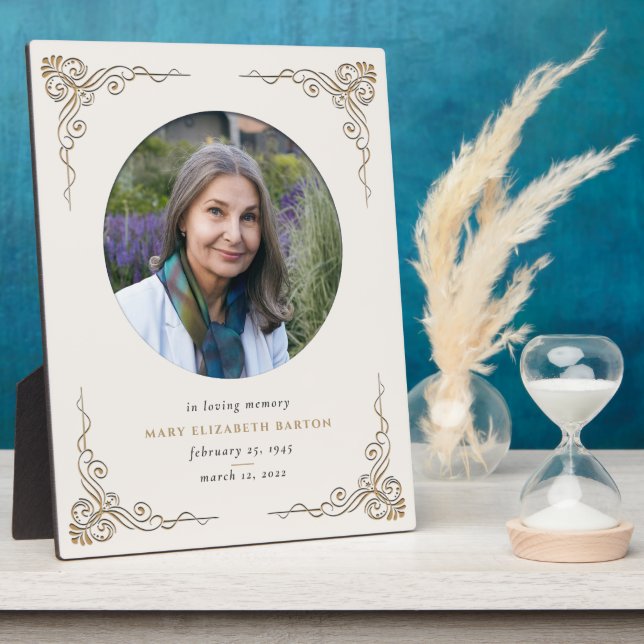 Memorial Foto Ivory Gold Decorative Plaque Fotoplatte (Seite)
