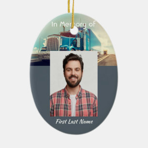 Memorial Foto Keepake Semi Truck Trailer Keramik Ornament