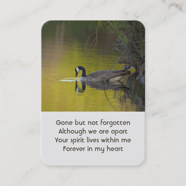 Memorial Foto Lake Canada Goose Bird Visitenkarte (Vorderseite)