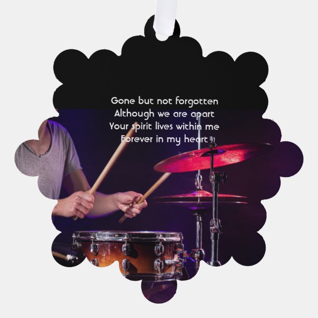 Memorial Foto Prayer Drummer Band Ornament Karte (Vorderseite)